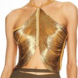Cult Gaia Quella Top metallic gold never worn with tags
